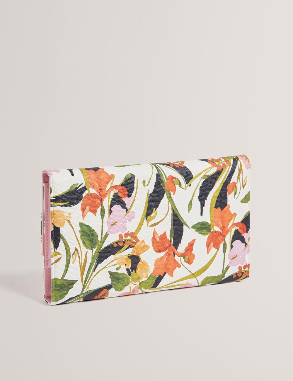 Women Ted Baker JACIIIE - Floral Print Faux Leather Travel Wallets Nat-White | XJKY27905