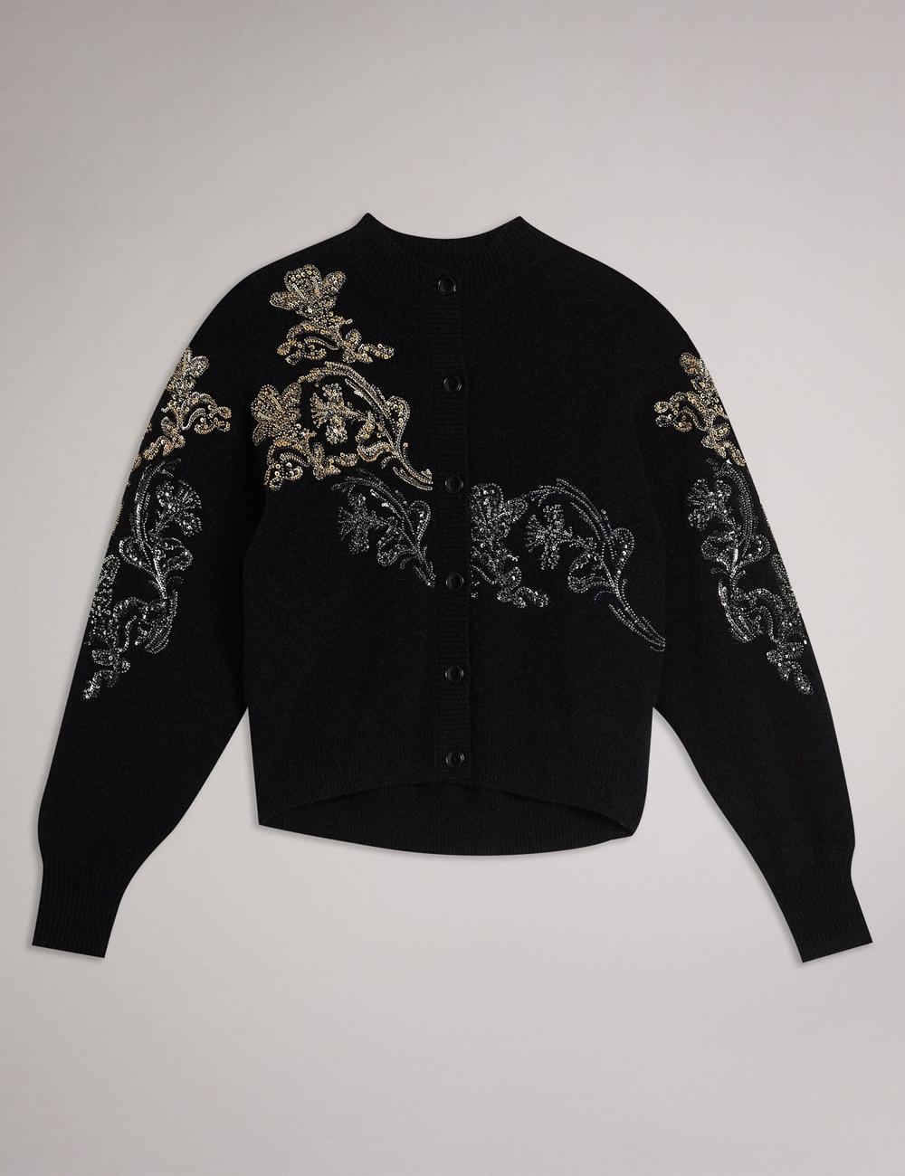 Women Ted Baker JENIIYY - Sequin Embellished Wool Bomber Cardigans Grey | SQPE76240