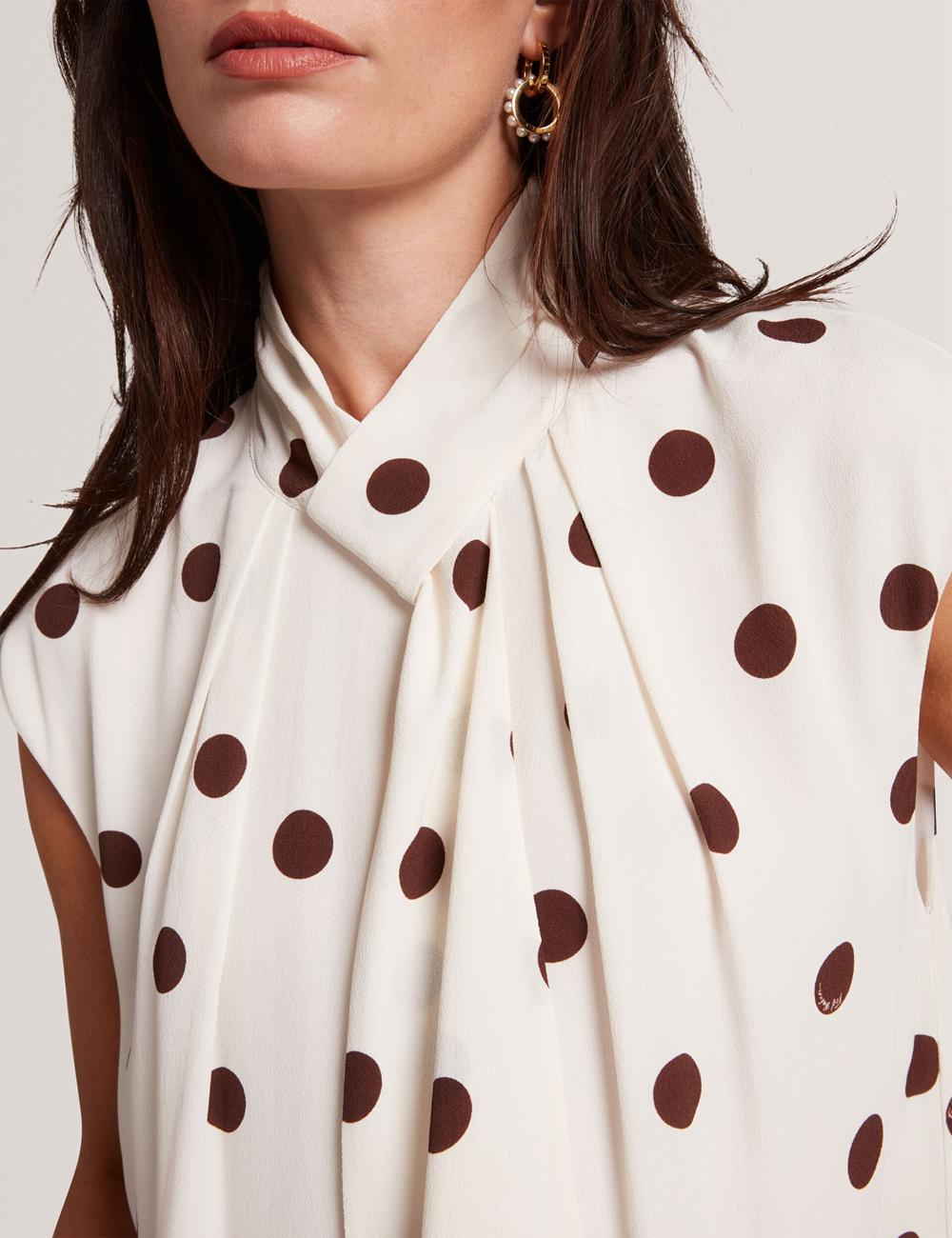 Women Ted Baker JUTUVA - Polka Dot Neck Shift Mini Dresses Ivory | OMFQ39281