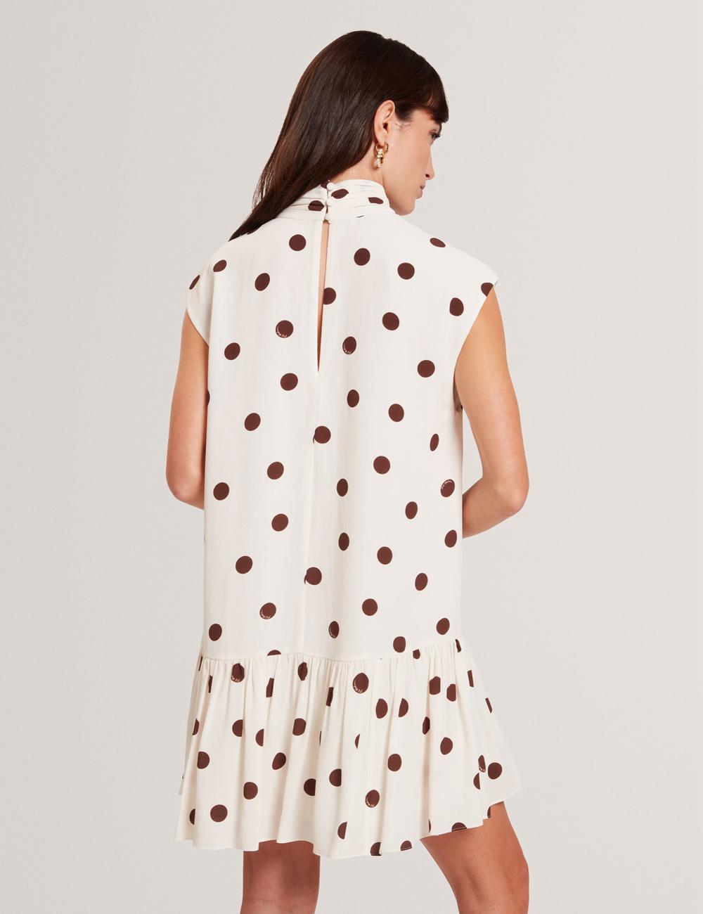 Women Ted Baker JUTUVA - Polka Dot Neck Shift Mini Dresses Ivory | OMFQ39281