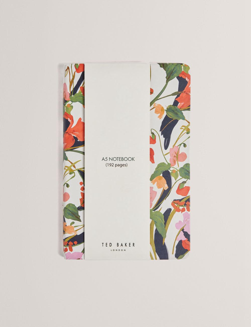 Women Ted Baker KATIIES - Floral Print A5 Notebook Stationary Nat-White | FLCT18347