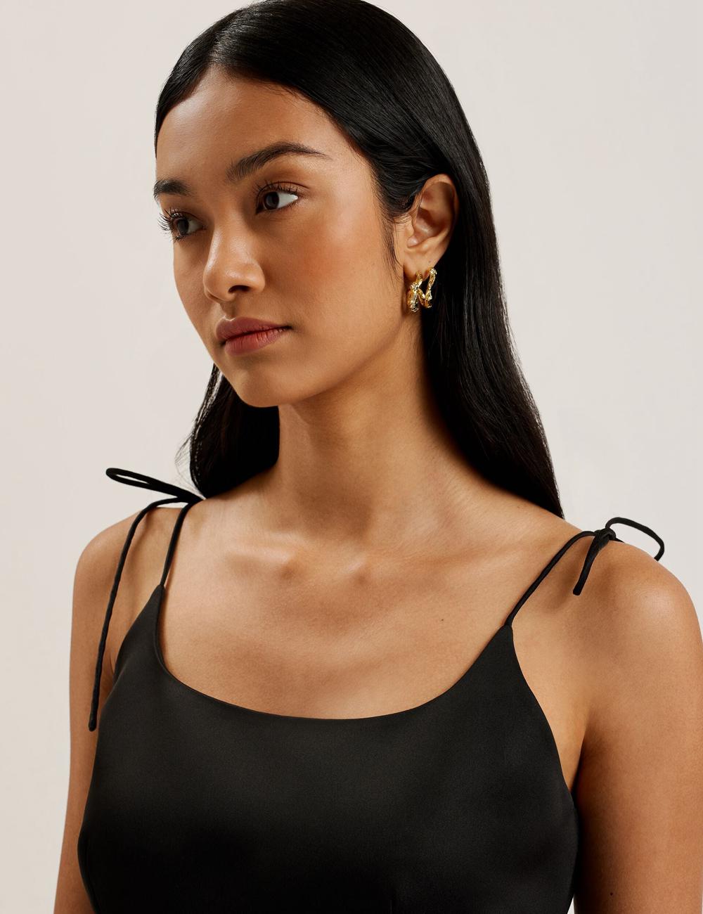 Women Ted Baker KAVALA - Strap Square Neck Mini Dresses Black | LGIR59782