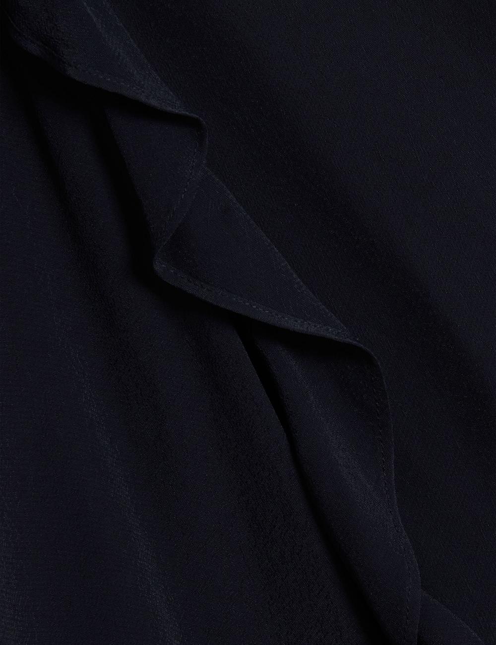 Women Ted Baker KAYFA - Waterfall Ruffle Trim Long Sleeve Blouses Navy | IQDM19576