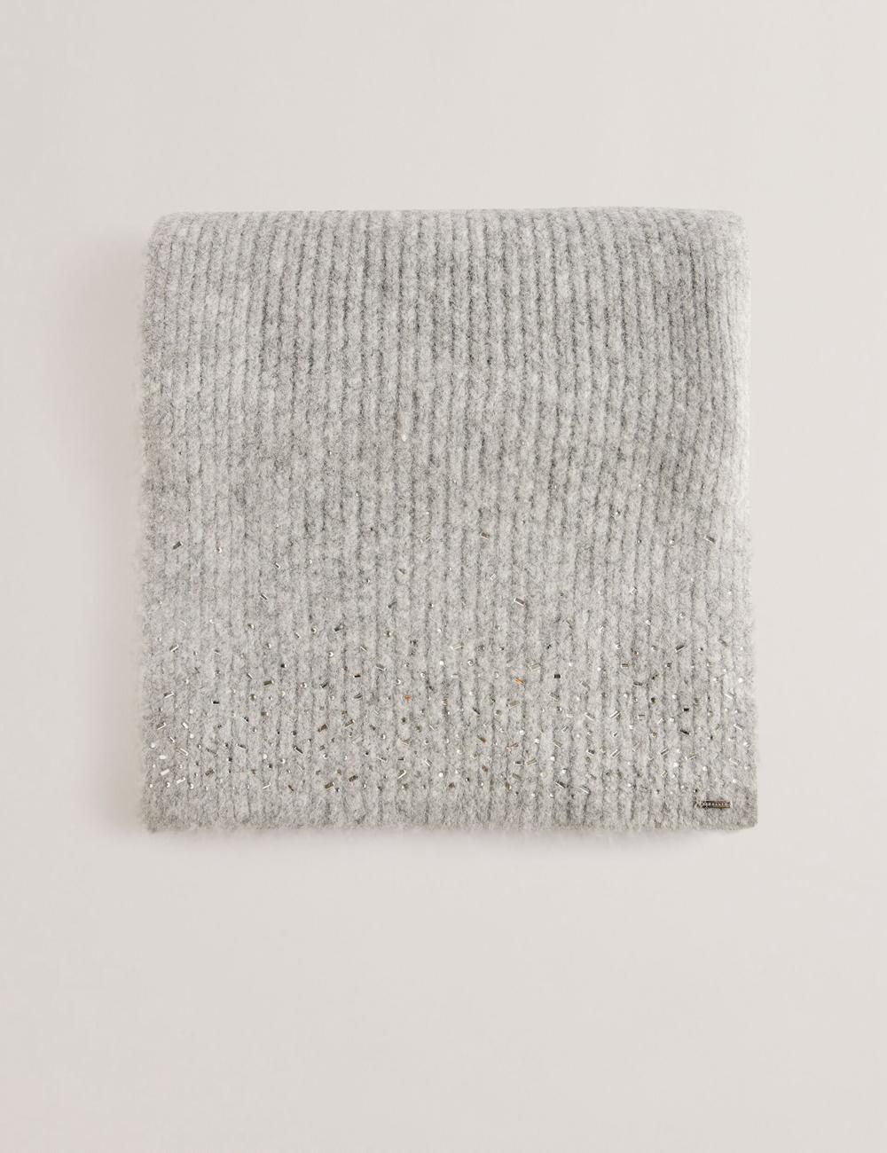 Women Ted Baker KERIISA - Scattered Rhinestone Knitted Scarves Grey | UAOP56387