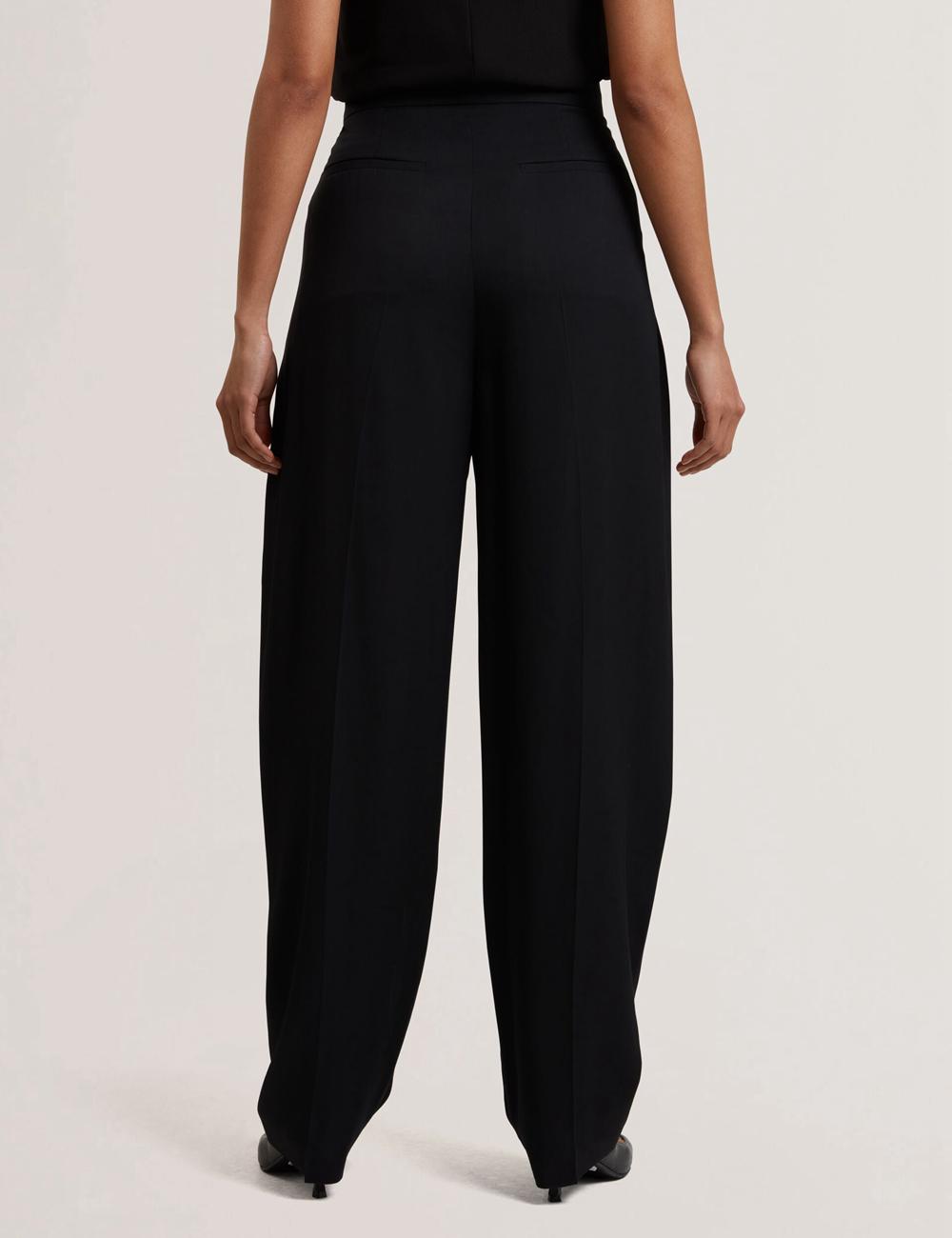 Women Ted Baker KIOLLI - Wool Blend Barrel Leg Tailored Trousers Black | ODBY91875
