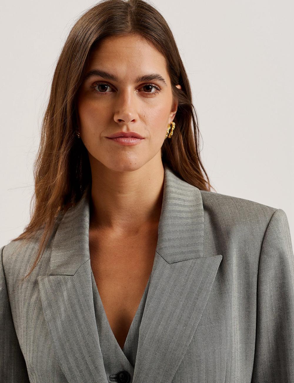 Women Ted Baker KOA - Oversized Herringbone Single Breasted Blazers Dk-Grey | FDAB68410