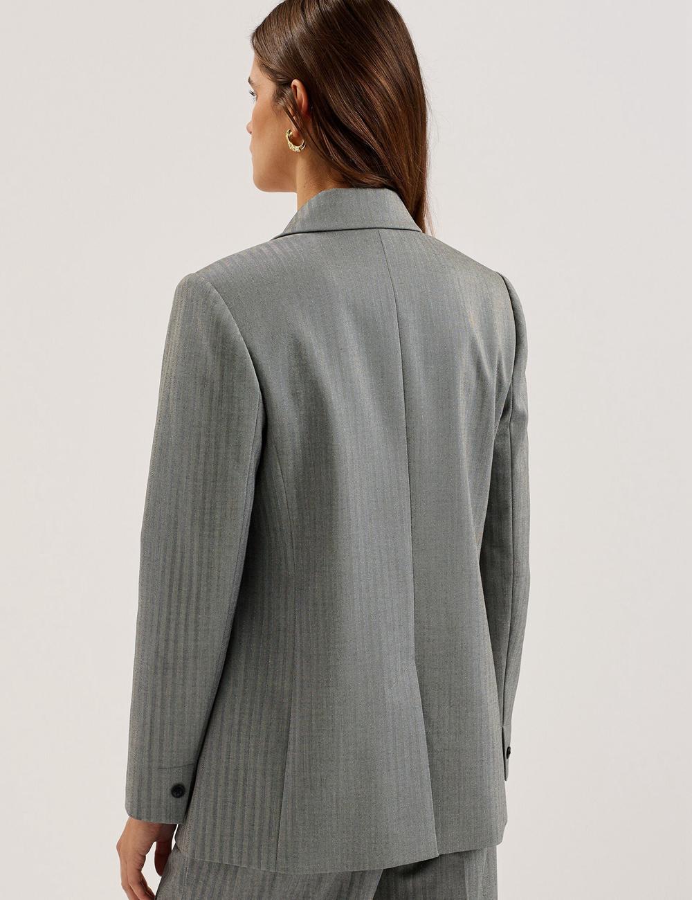 Women Ted Baker KOA - Oversized Herringbone Single Breasted Blazers Dk-Grey | FDAB68410