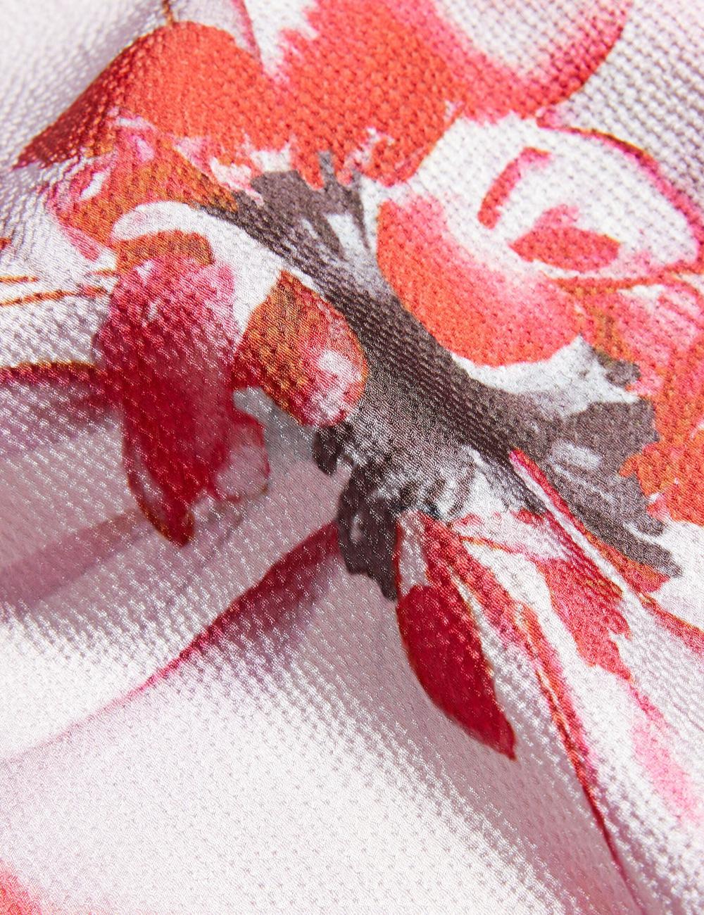 Women Ted Baker KOHANA - Floral Satin High Neck Sleeveless Top Blouses Red | GCEW03541