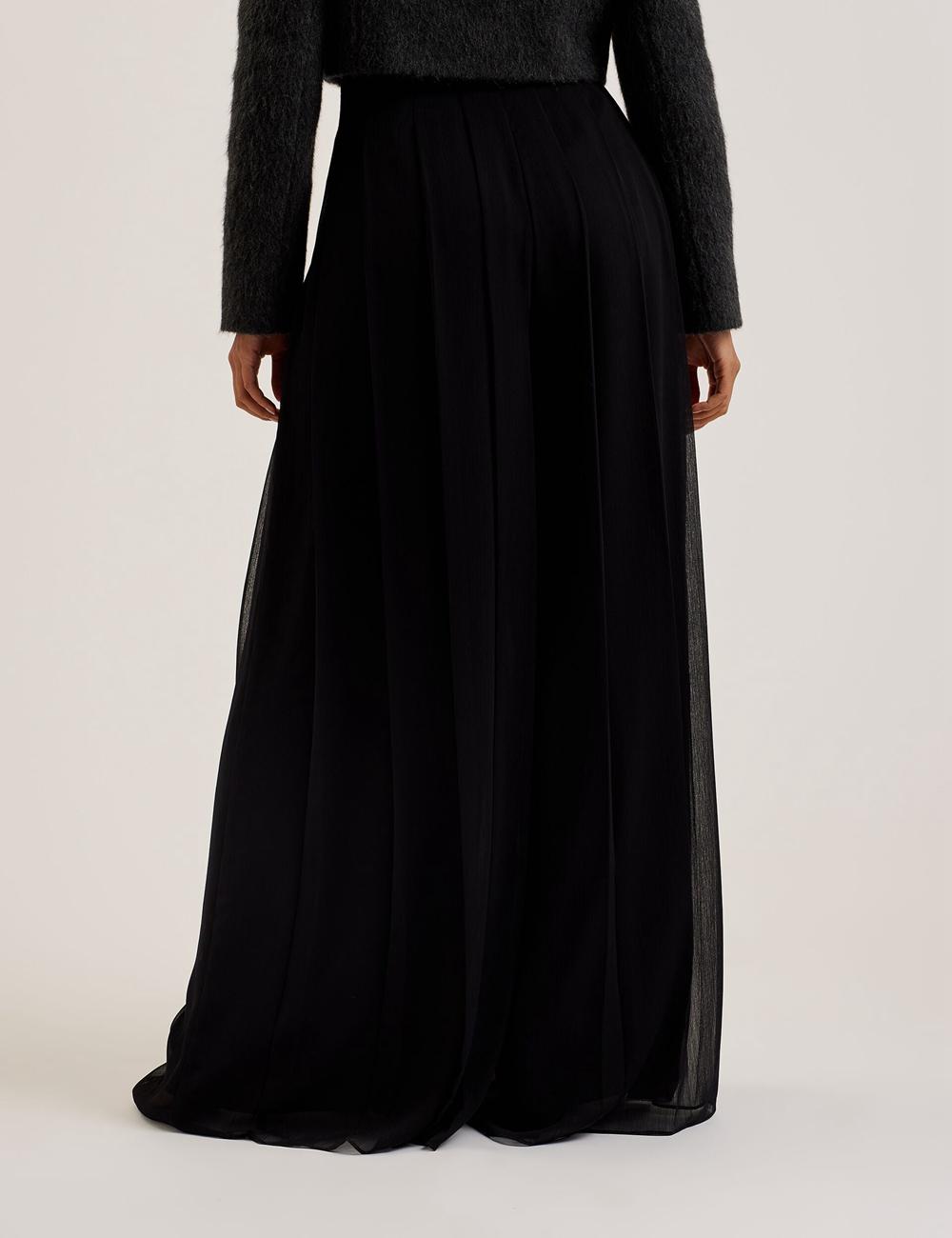 Women Ted Baker KOKUTO - Chiffon Pleated Wide Leg Palazzo Trousers Black | TGFB91253