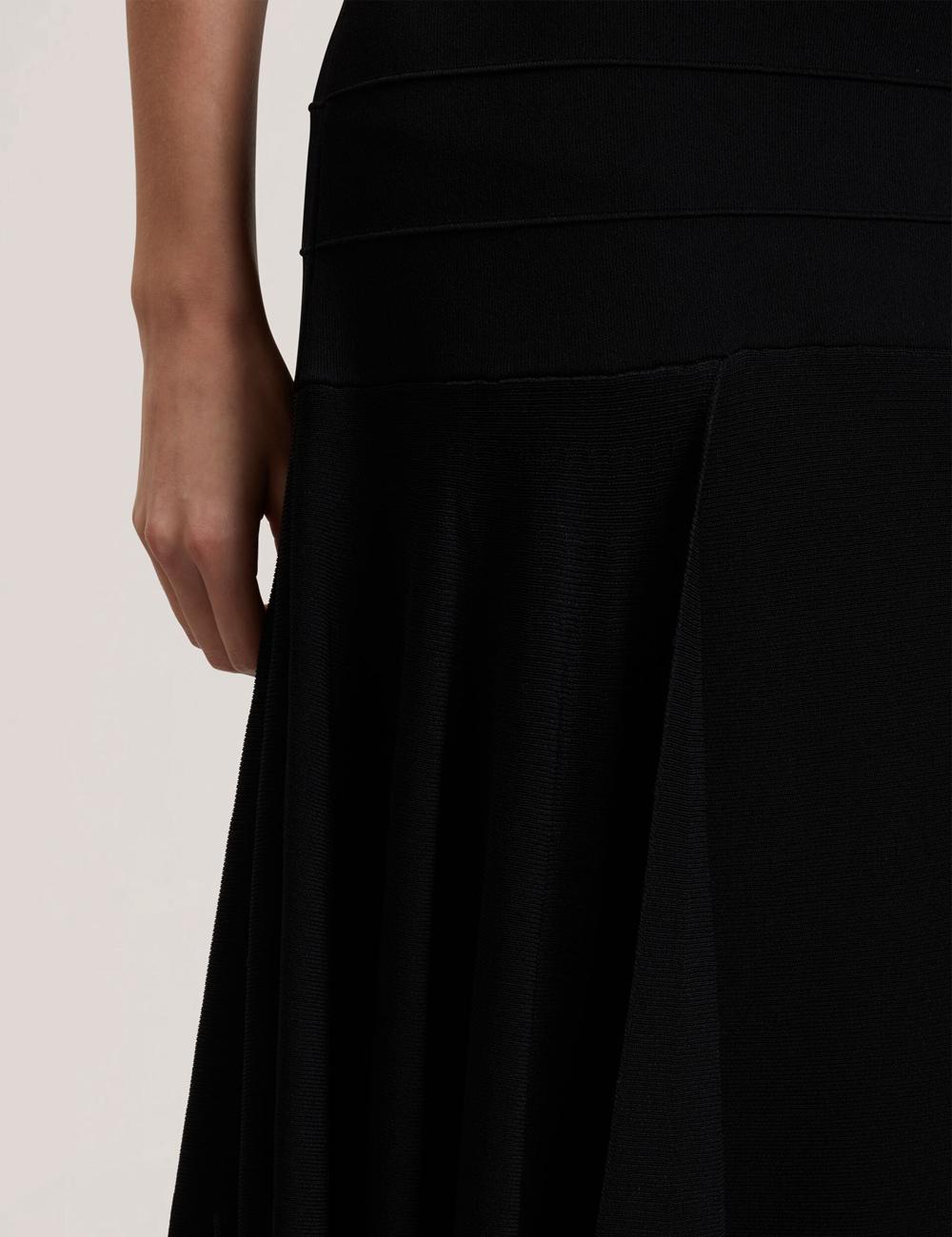 Women Ted Baker LAURRIE - Asymmetric Waterfall Hem Knitted Midi Skirts Black | YRZM76259