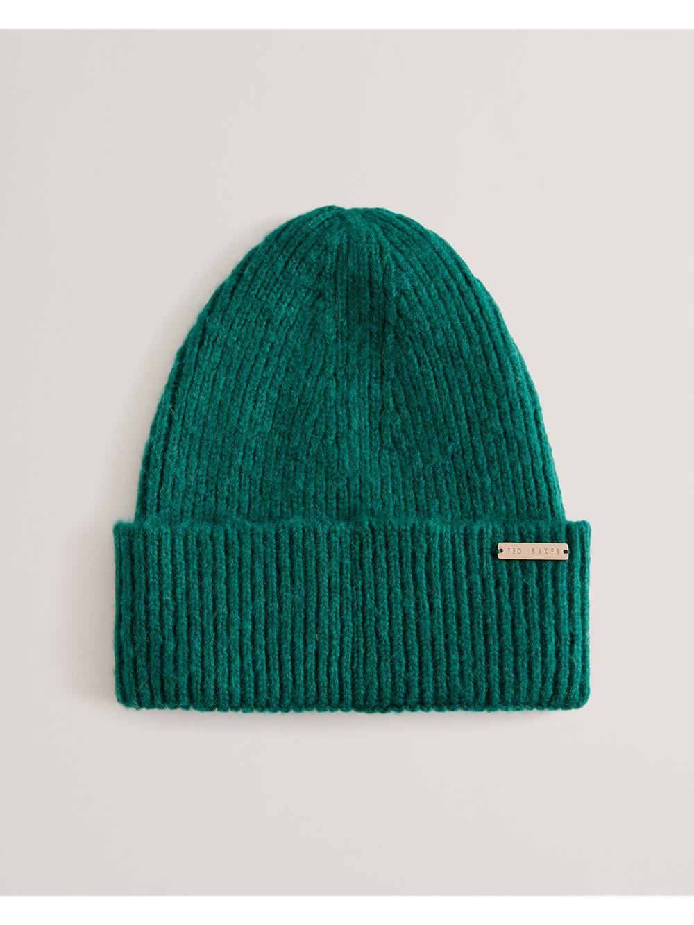 Women Ted Baker LIDIAAS - Wool Blend Ribbed Knit Beanie Hats Dk-Green | QVGN59280