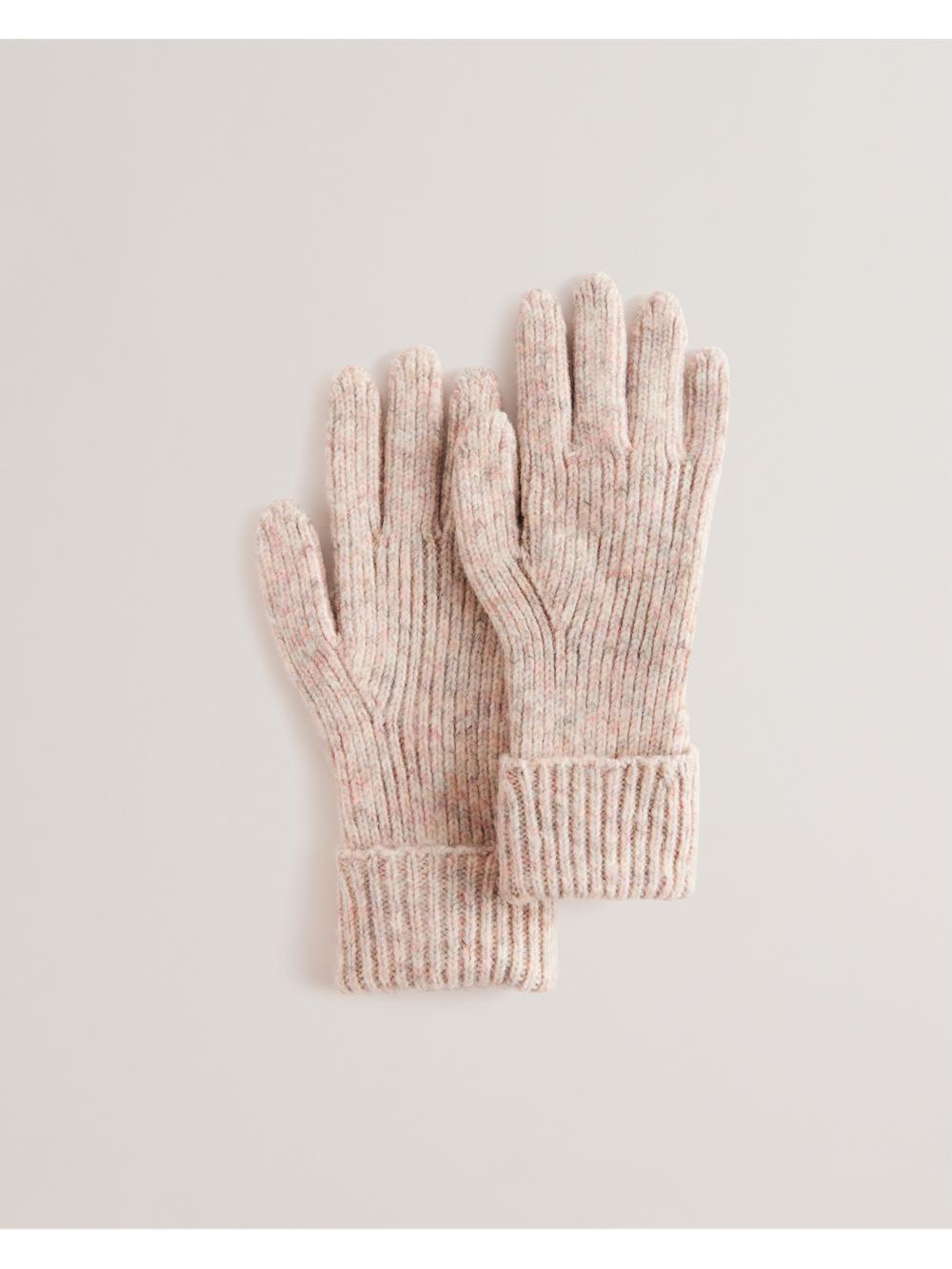 Women Ted Baker LIDIIE - Wool Blend Ribbed Knit Gloves Dusky-Pink | VBKC02413