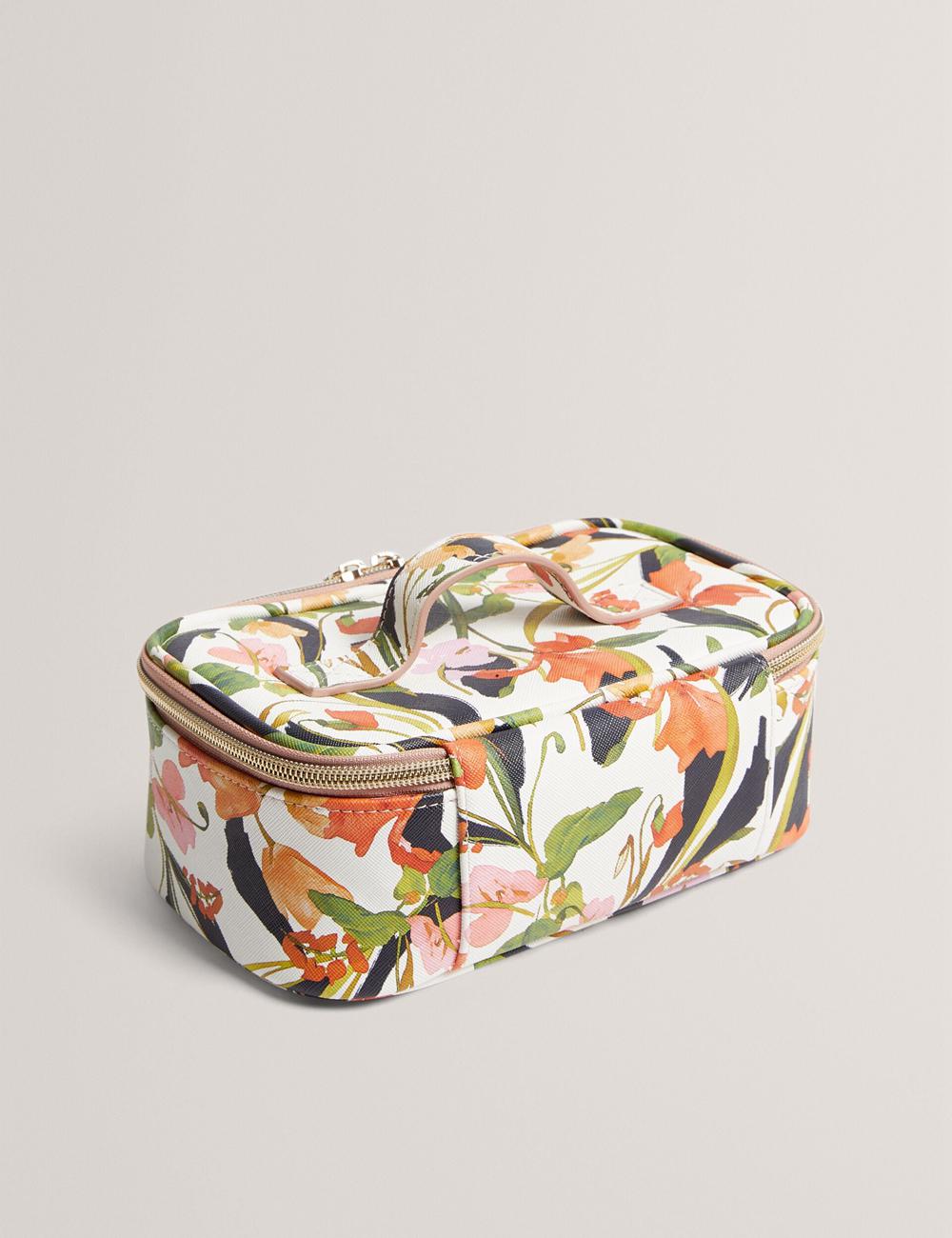 Women Ted Baker LOUIAA - Floral Printed Small Top Handle Wash Bags White | XWLK69348