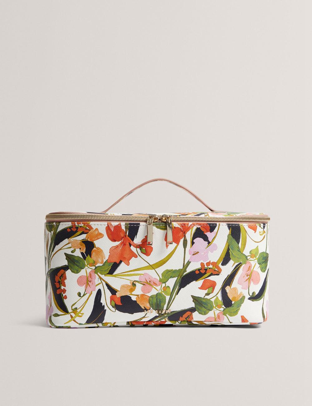 Women Ted Baker LOUISII - Floral PU Top Handle Large Wash Bags Nat-White | CSUQ78051