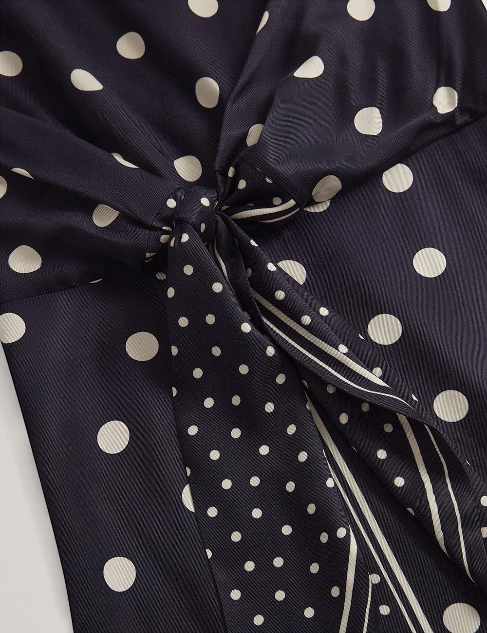 Women Ted Baker MALMOA - Polka Dot Detail Column Midi Dresses Navy | JZWX42586