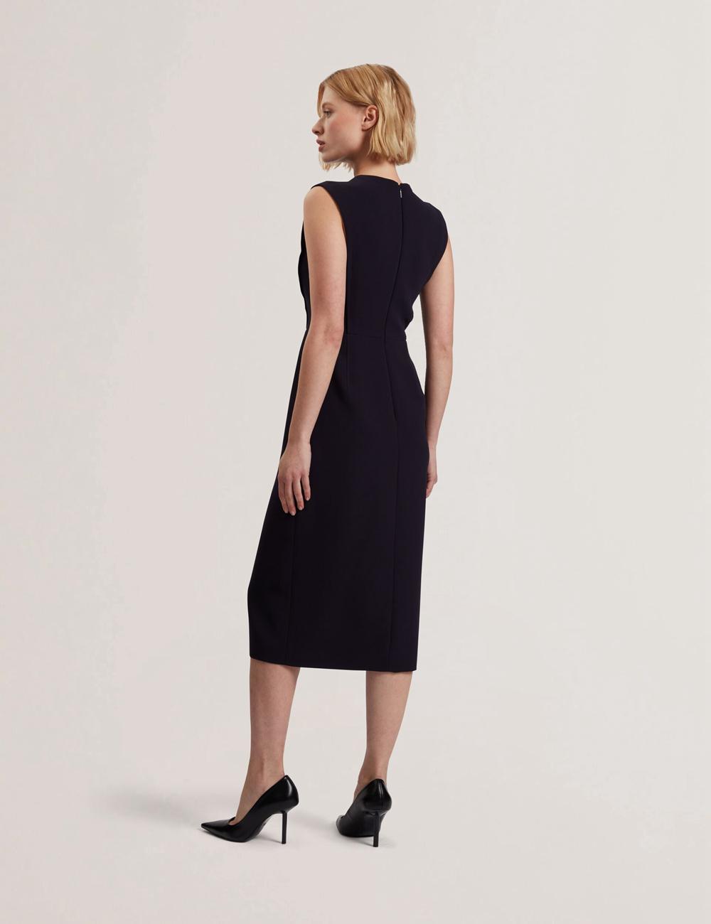 Women Ted Baker MANABDL - Tailored Sleeveless With Front Split Midi Dresses Navy | GRYH05241