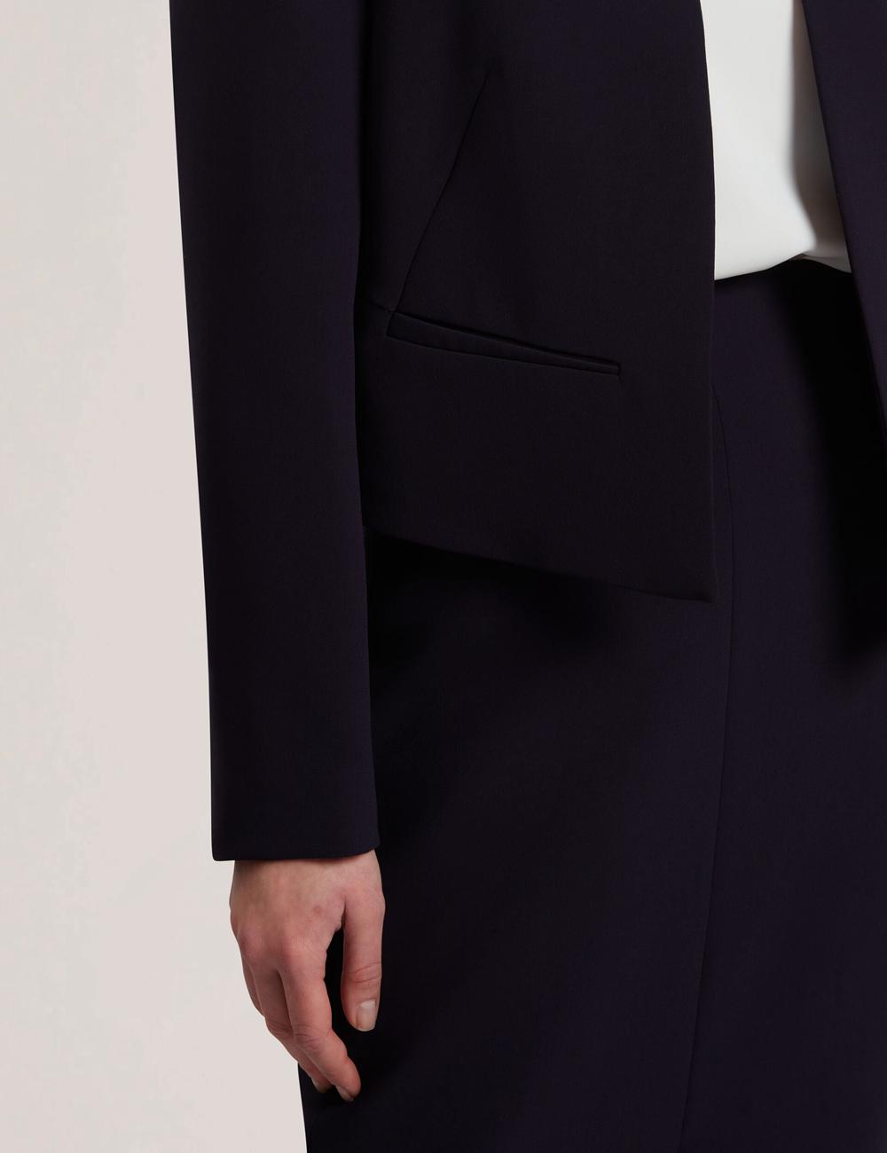 Women Ted Baker MANABJL - Tailored Round Neck Cropped Open Jackets Navy | GUEZ39046