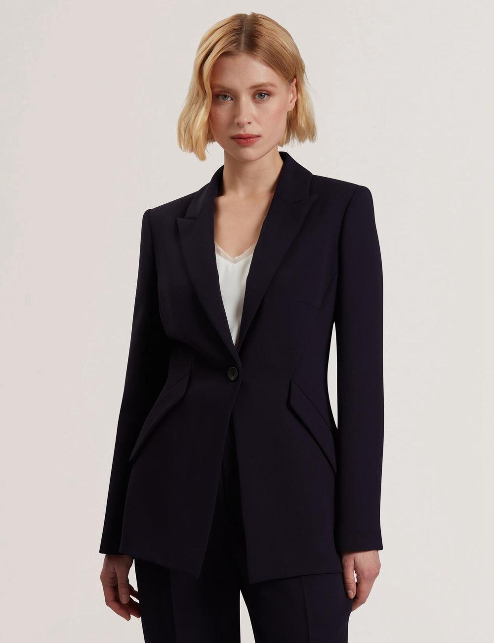 Women Ted Baker MANABL - Slim Fit Single Breasted Tailored Blazer Jackets Navy | UKGZ89132