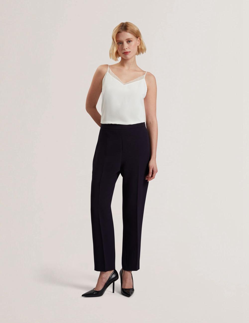 Women Ted Baker MANABTL - High Waist Tapered Leg Tailored Trousers Navy | HAOK04856