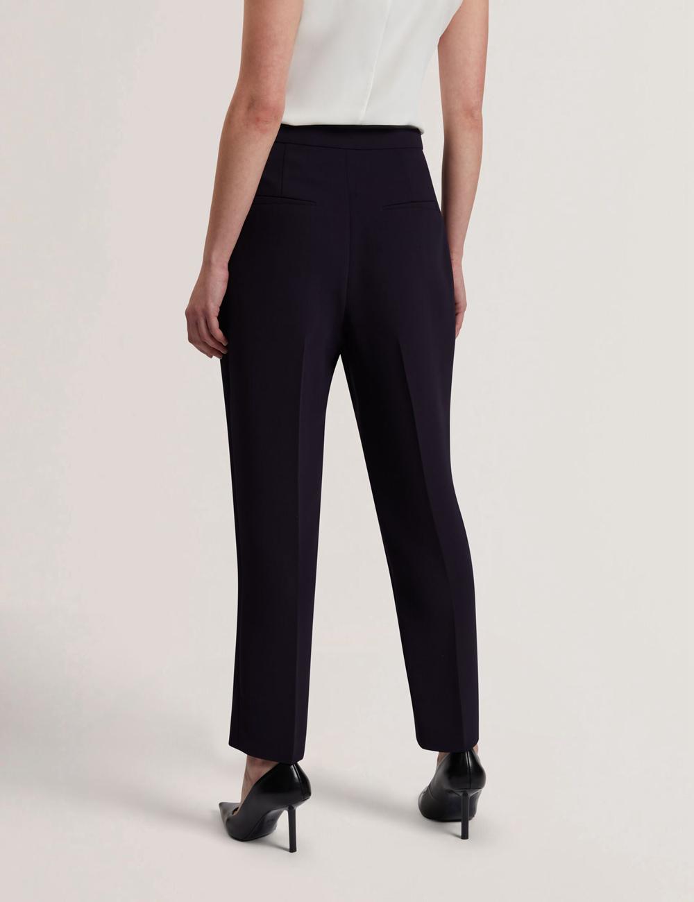 Women Ted Baker MANABTL - High Waist Tapered Leg Tailored Trousers Navy | HAOK04856