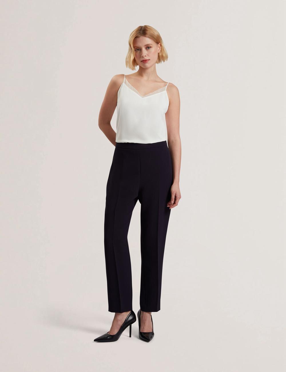 Women Ted Baker MANABTL - High Waist Tapered Leg Tailored Trousers Navy | HAOK04856