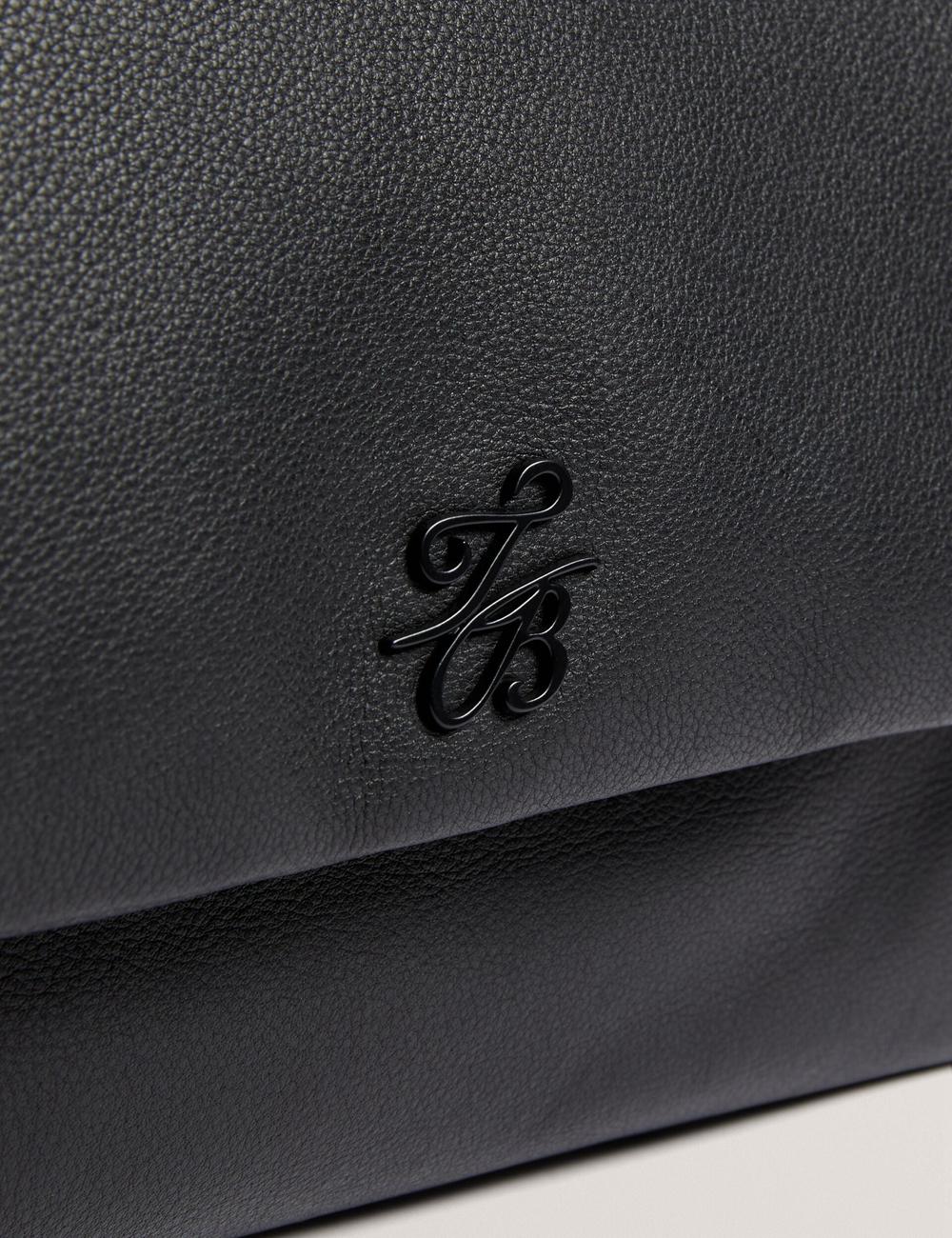 Women Ted Baker MARGOU - Padded Leather Large Fold Over Shoulder Bags Black | VLWI03586