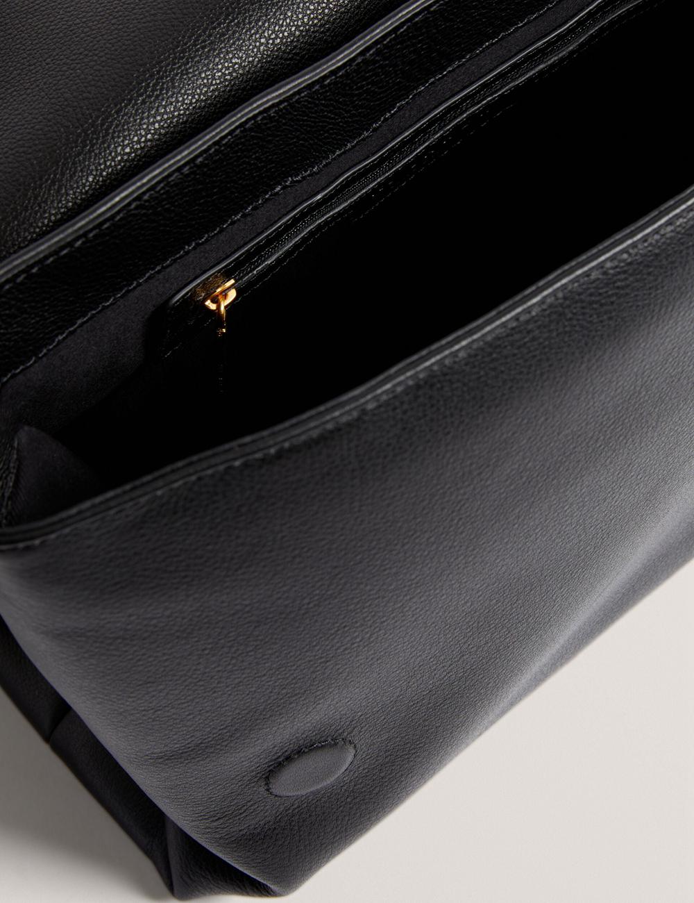 Women Ted Baker MARGOU - Padded Leather Large Fold Over Shoulder Bags Black | VLWI03586