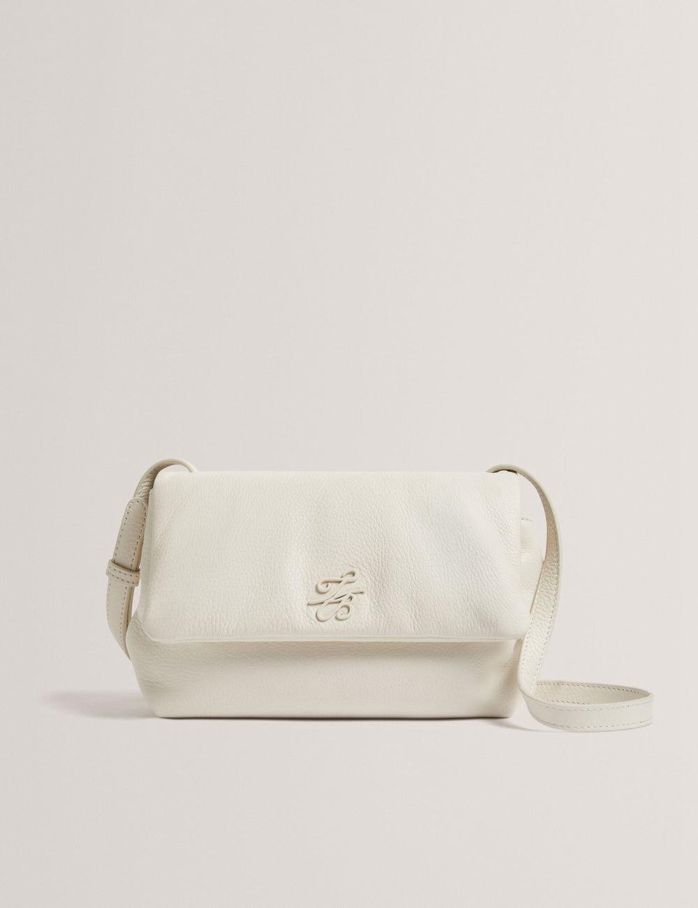 Women Ted Baker MARRISA - Padded Leather Fold Over Crossbody Bags Ecru | XOQU24850