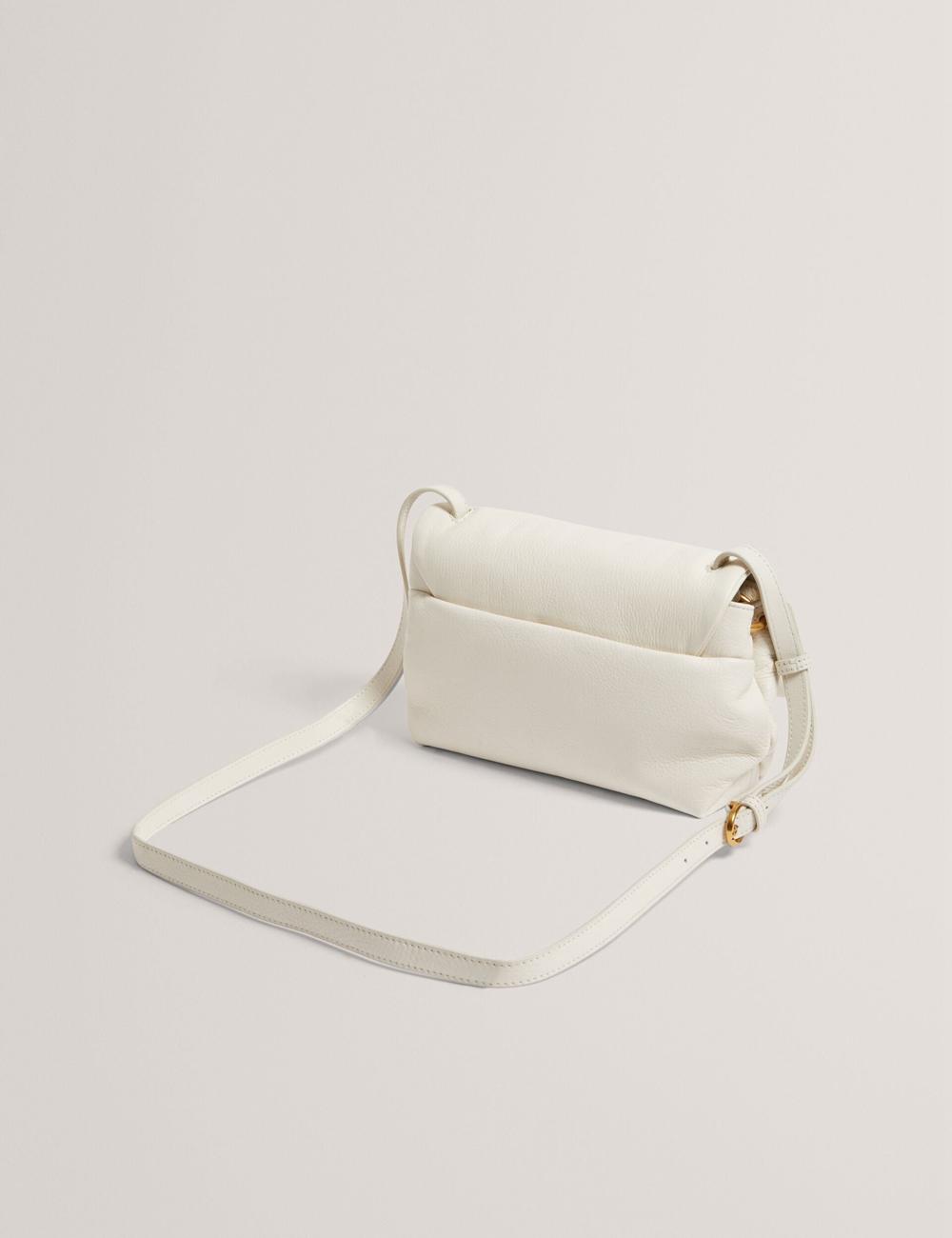 Women Ted Baker MARRISA - Padded Leather Fold Over Crossbody Bags Ecru | XOQU24850