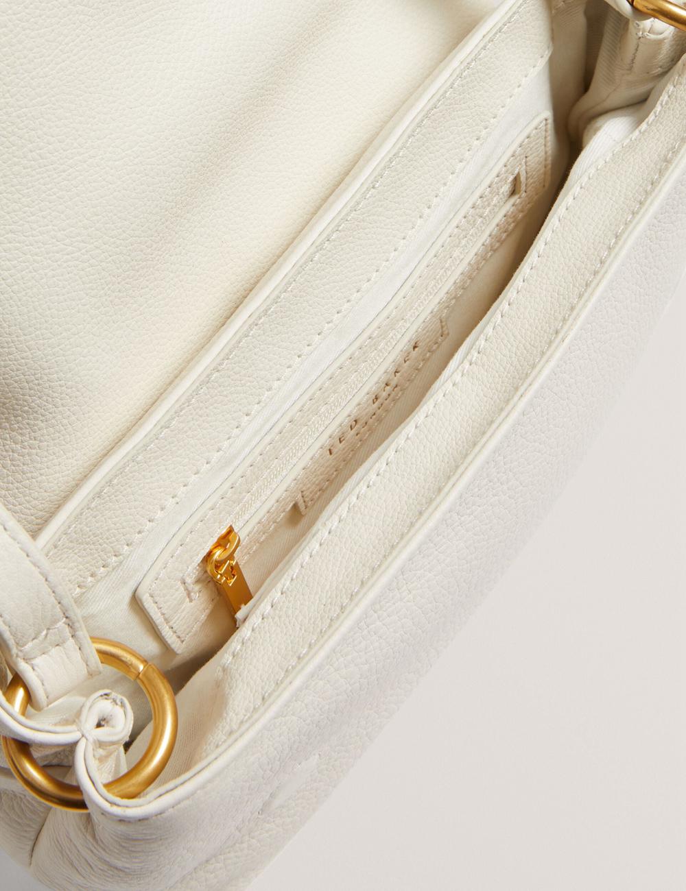 Women Ted Baker MARRISA - Padded Leather Fold Over Crossbody Bags Ecru | XOQU24850