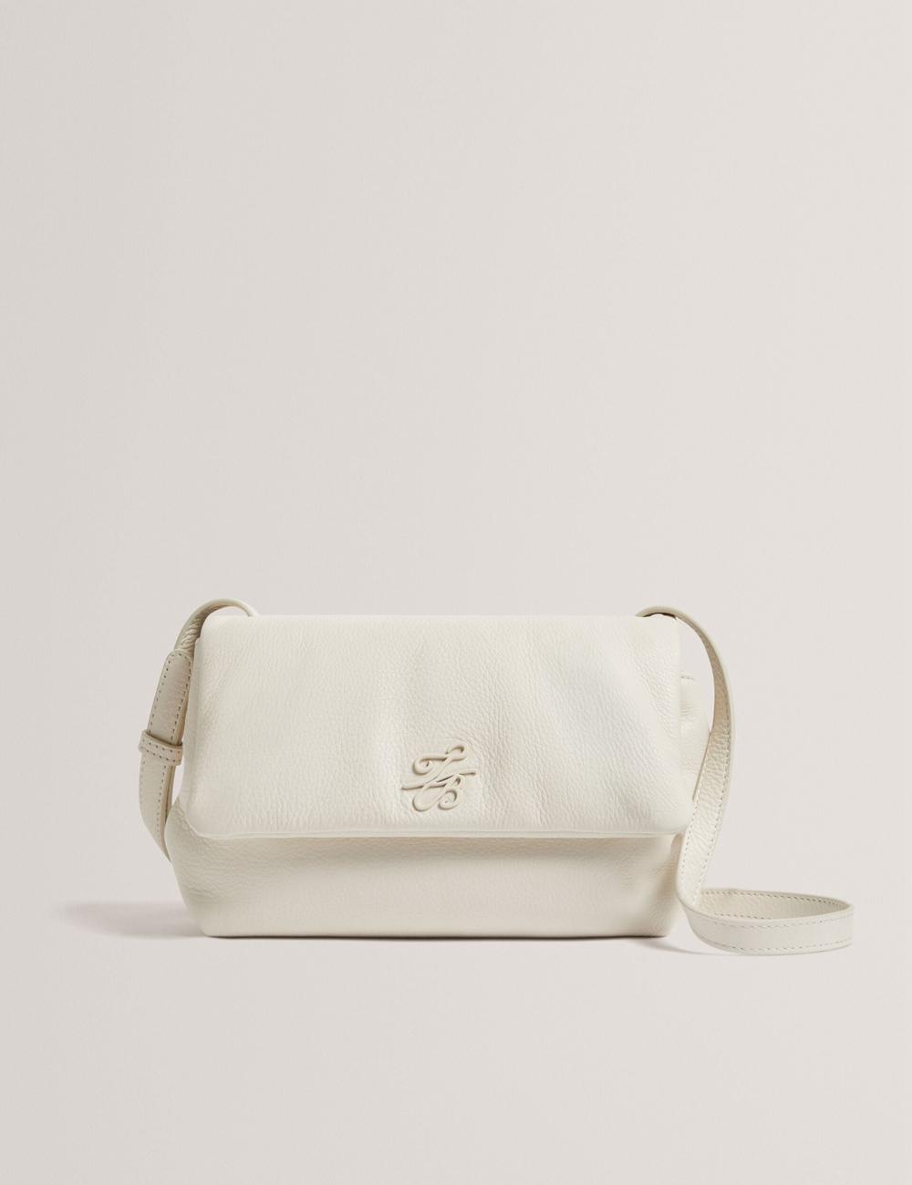 Women Ted Baker MARRISA - Padded Leather Fold Over Crossbody Bags Ecru | XOQU24850