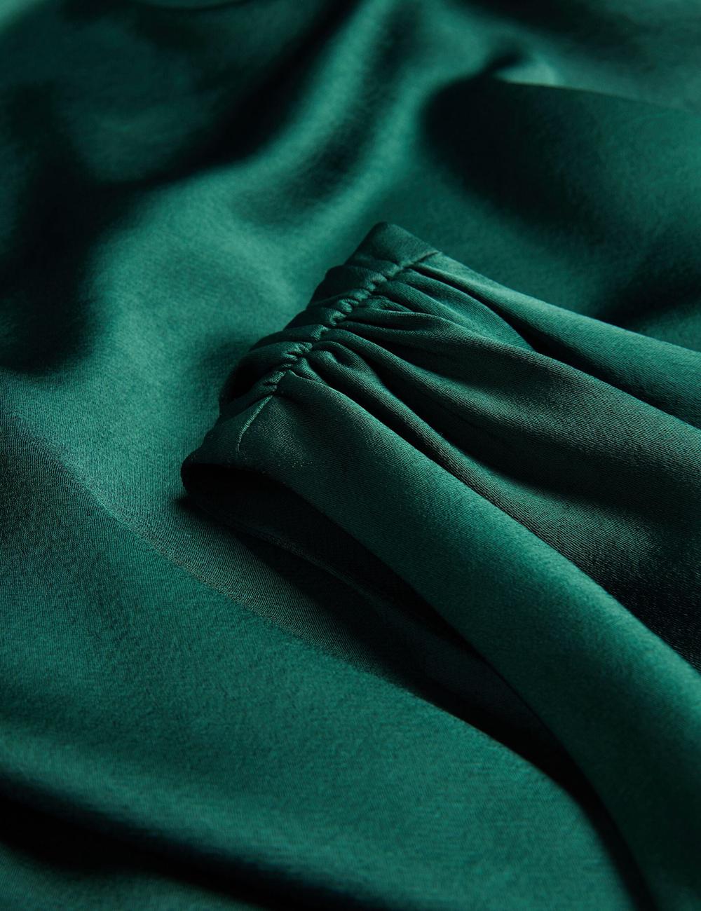 Women Ted Baker MELGAR - Satin One Shoulder Midi Dresses Dk-Green | NGKO07953