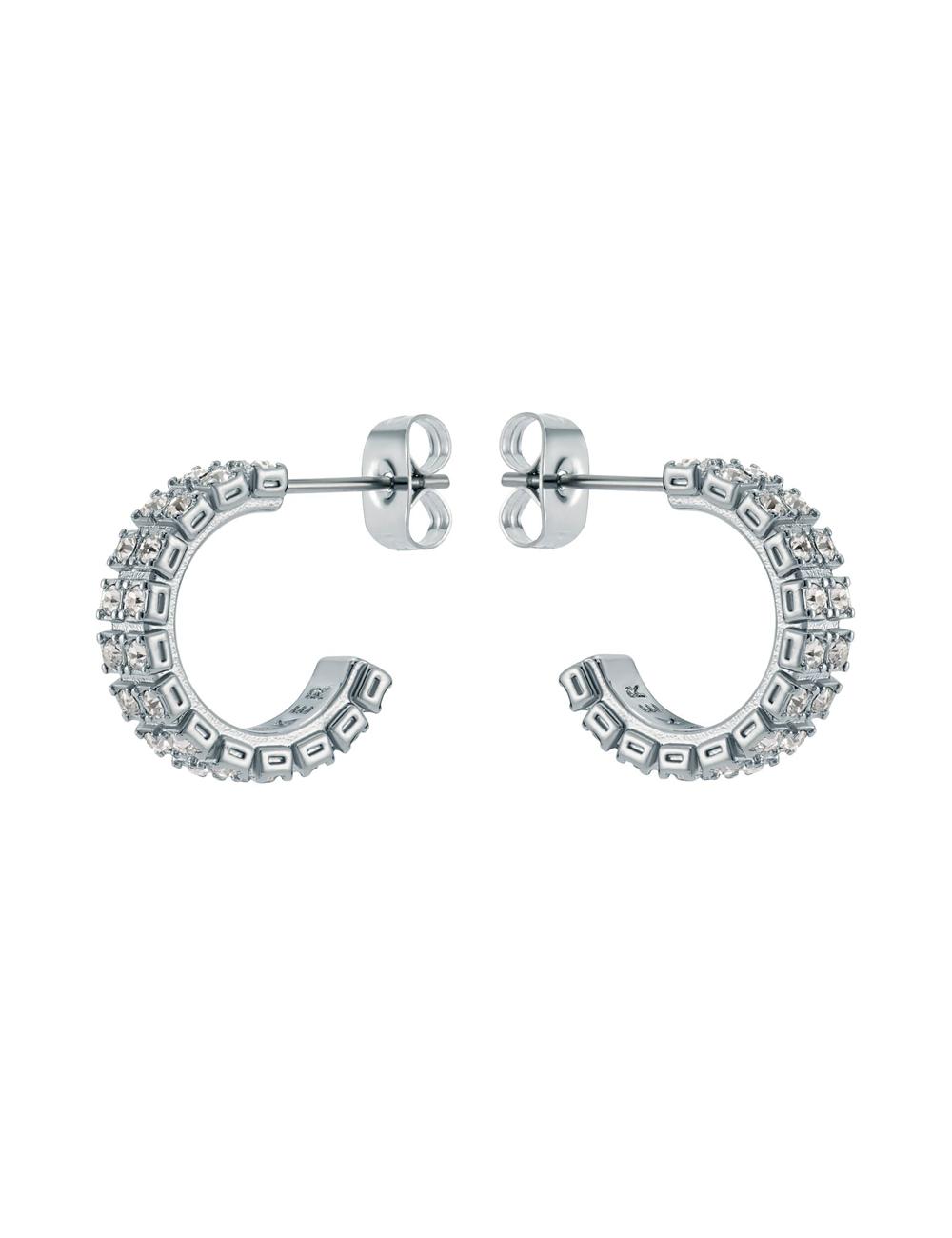 Women Ted Baker MELLRIE - Double Row Crystal Hoop Earrings Silver | AHZY60438