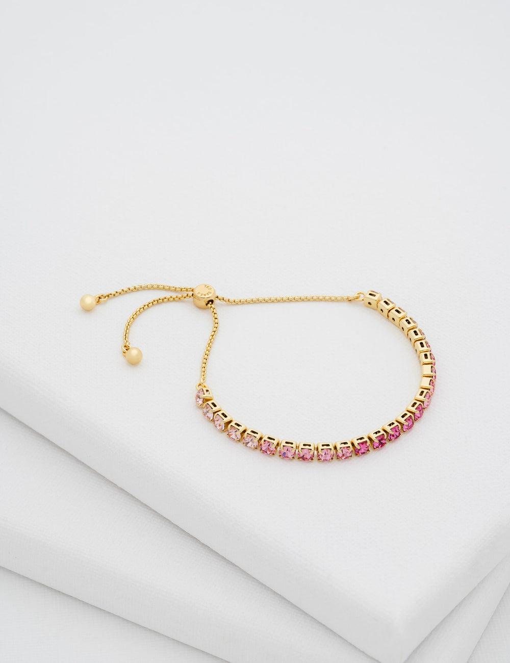Women Ted Baker MELRAH - Crystal Adjustable Tennis Bracelets Pink | GKUF24096