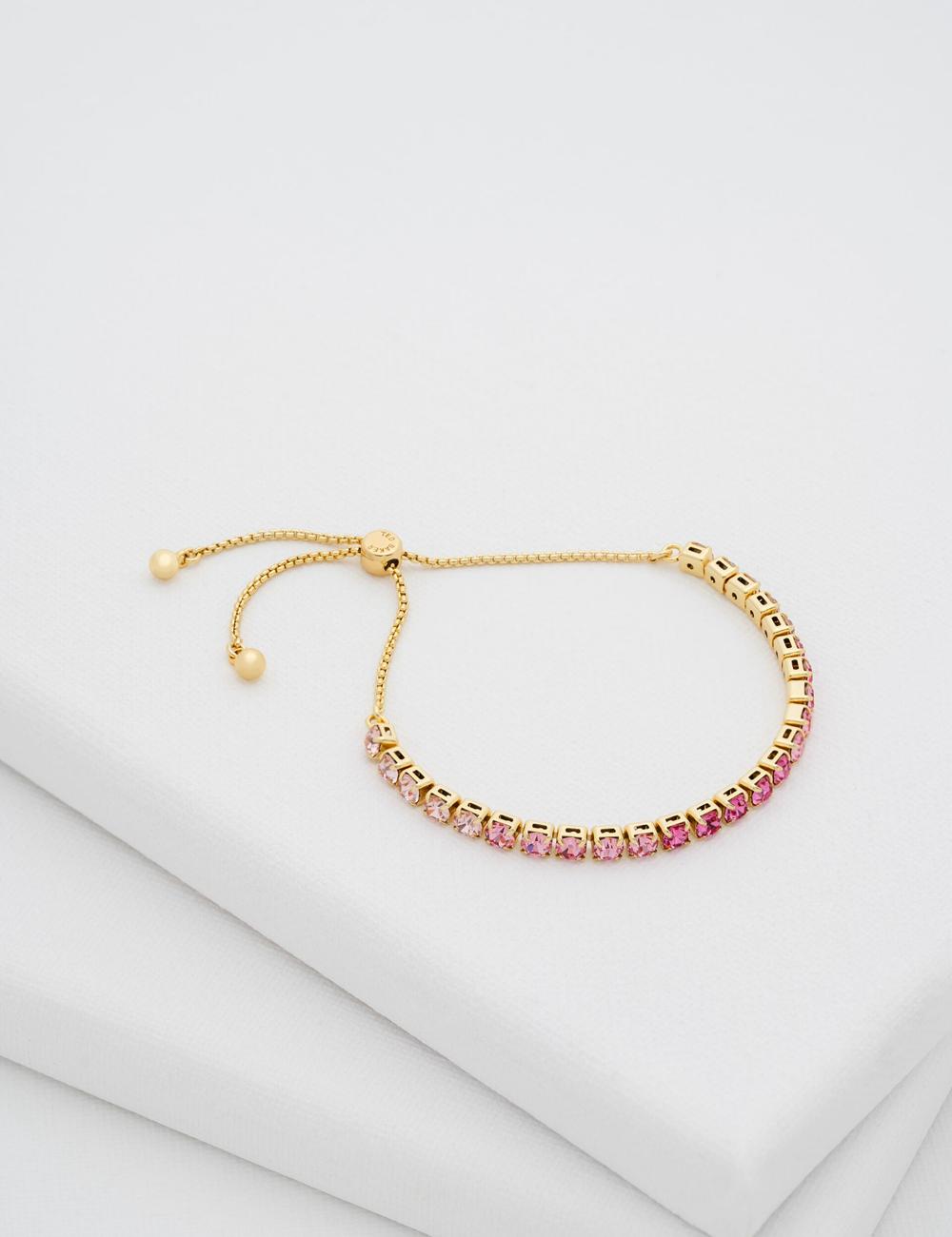 Women Ted Baker MELRAH - Crystal Adjustable Tennis Bracelets Pink | GKUF24096