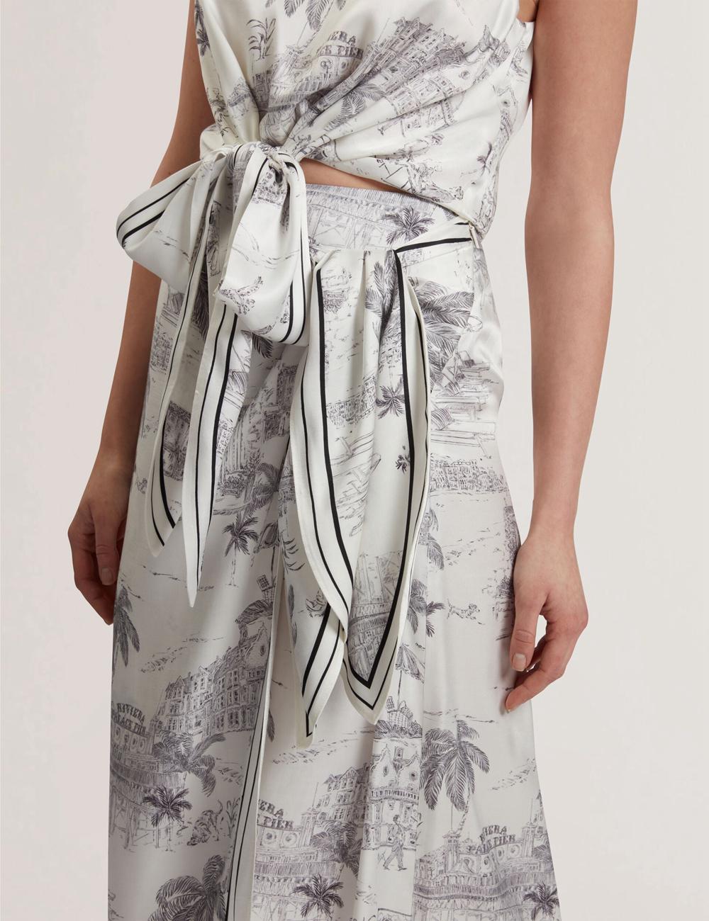 Women Ted Baker MELVA - Printed Detail Wrap Midi Skirts Ivory | EQZI15380