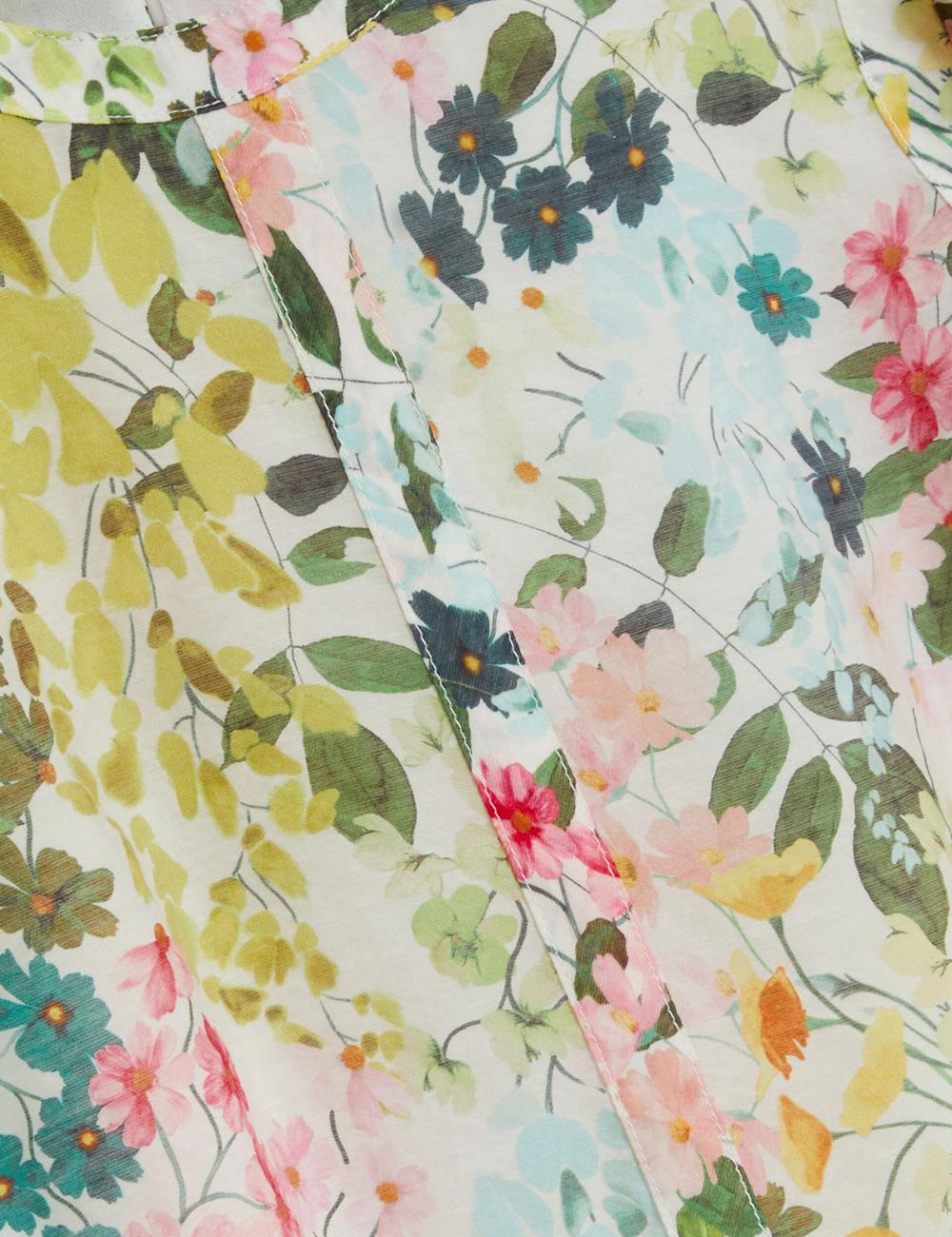 Women Ted Baker MICHA - Floral Binding Detail Puffed Sleeve Blouses Ivory | QTHW65918