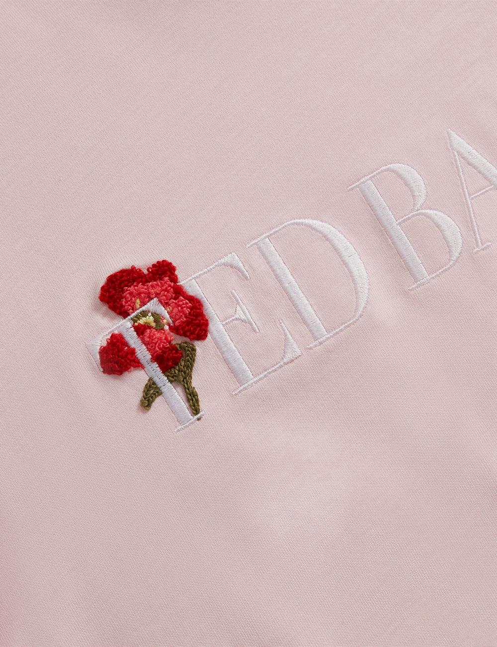 Women Ted Baker MOLII - Embroidered Logo Cropped Cotton T-Shirts Pink | WDZR07518