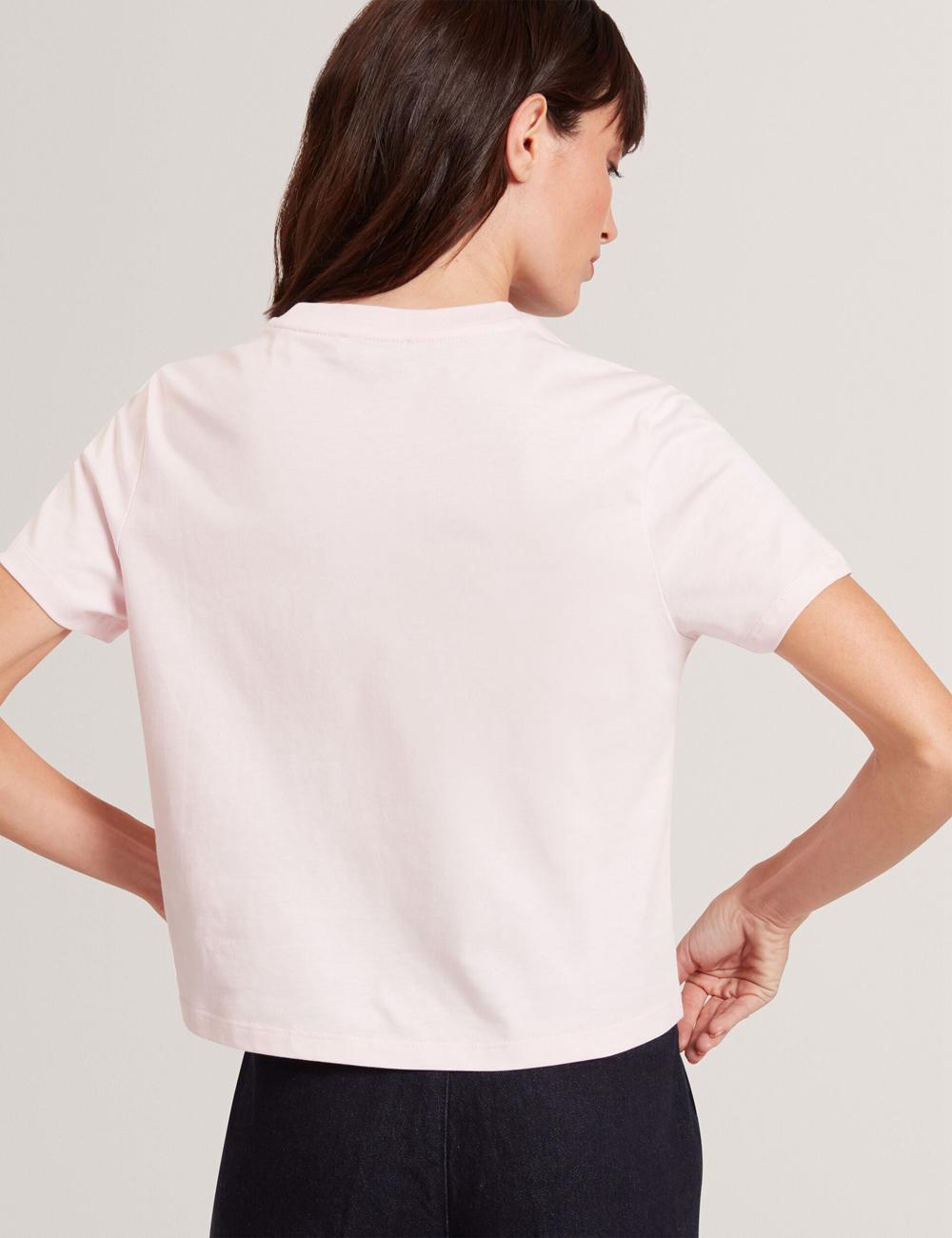 Women Ted Baker MOLII - Embroidered Logo Cropped Cotton T-Shirts Pink | WDZR07518
