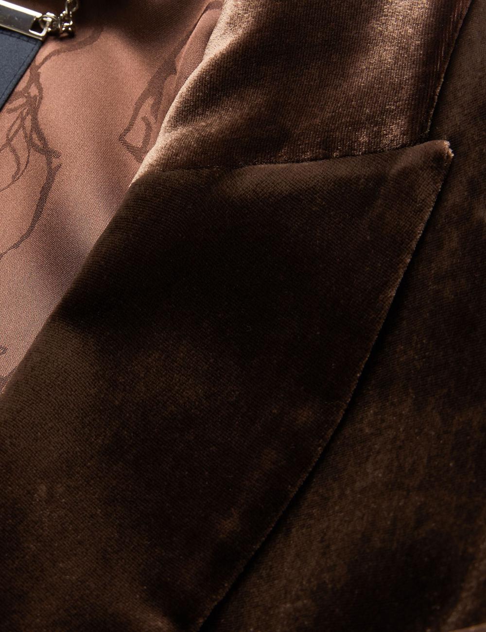 Women Ted Baker MOMIJI - Velvet Waist Single Breasted Blazers Brown | AGLD98612