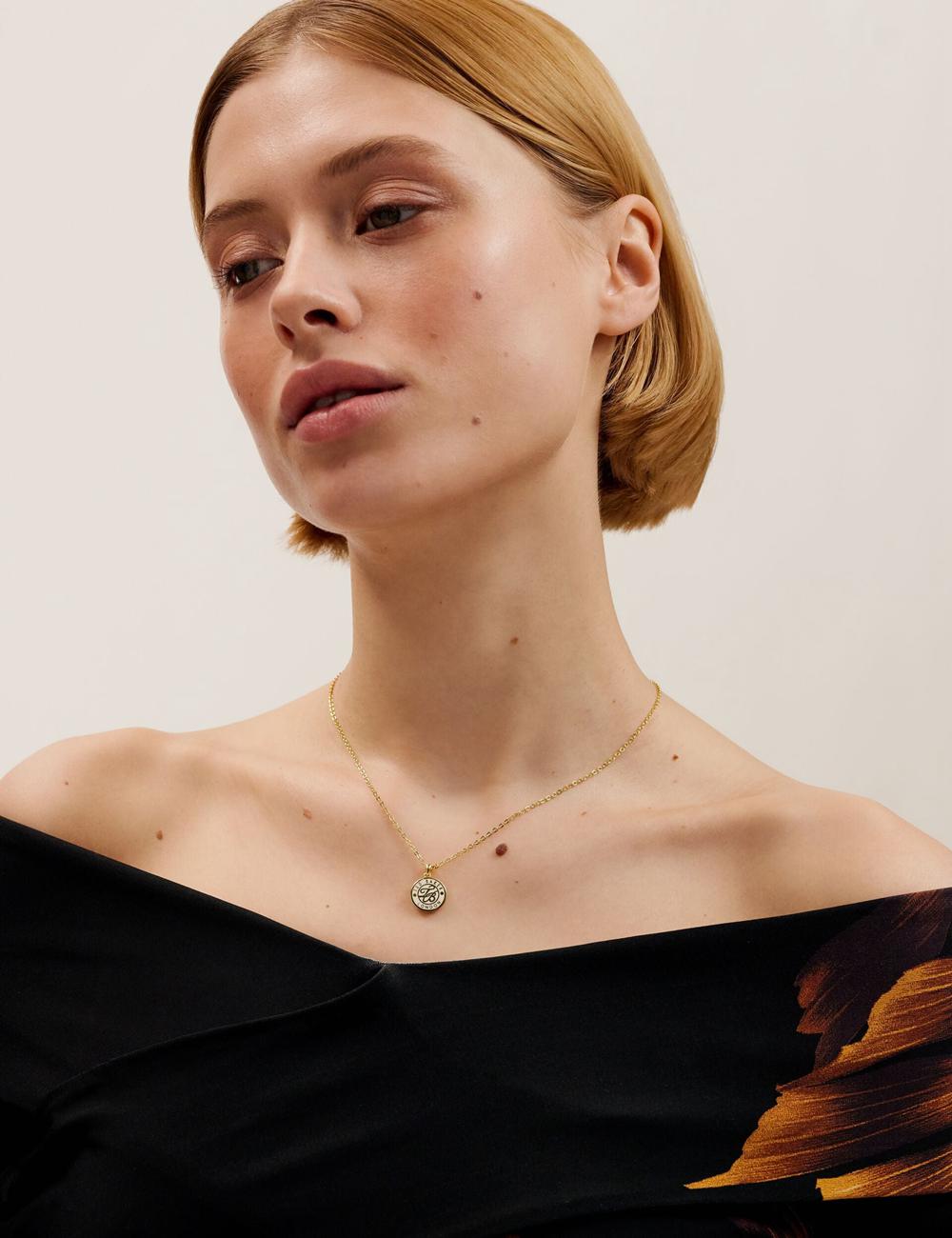Women Ted Baker MONELLA - Monogram Logo Coin Pendant Necklaces Gold | YWEM83169