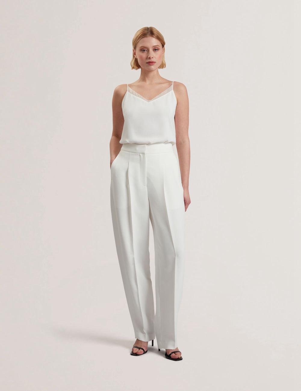 Women Ted Baker MORRIAT - Barrel Leg Woven Tailored Trousers Ivory | YBNG26310
