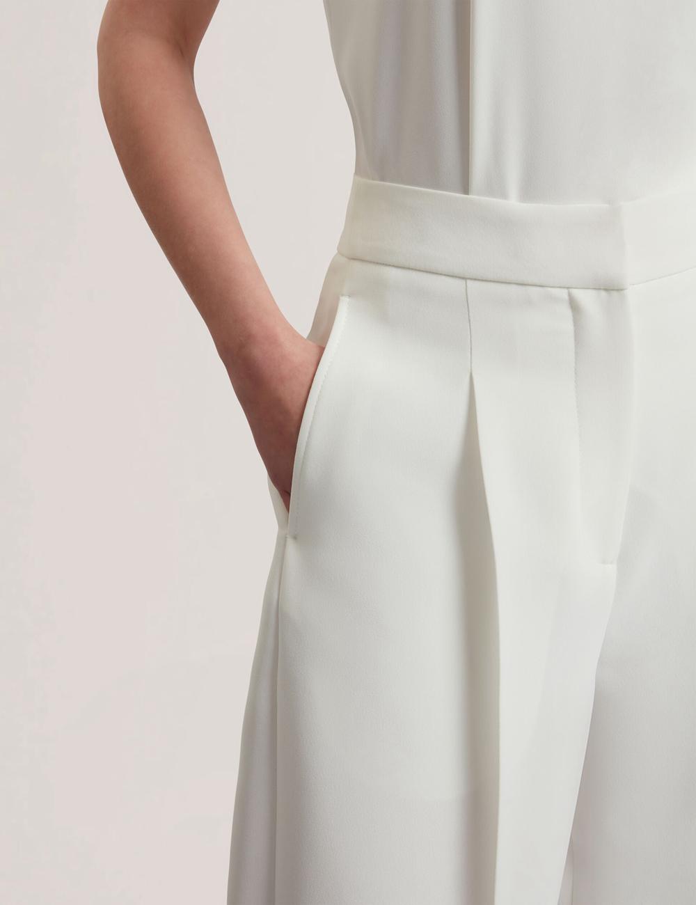Women Ted Baker MORRIAT - Barrel Leg Woven Tailored Trousers Ivory | YBNG26310