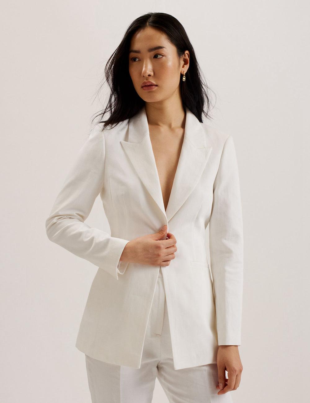 Women Ted Baker MUSUB - Tailored with Faux Pockets Blazers White | TMVK37801