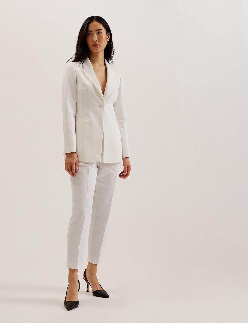 Women Ted Baker MUSUB - Tailored with Faux Pockets Blazers White | TMVK37801