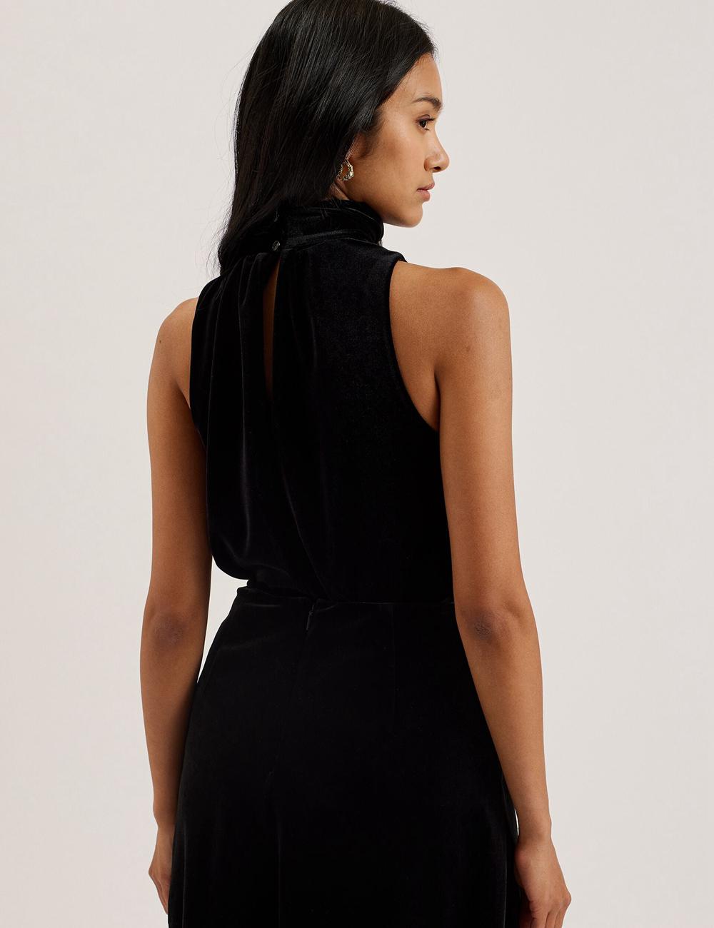 Women Ted Baker NALIAS - Velvet High Cowl Neck Sleeveless Tank Tops Black | CBKP61328