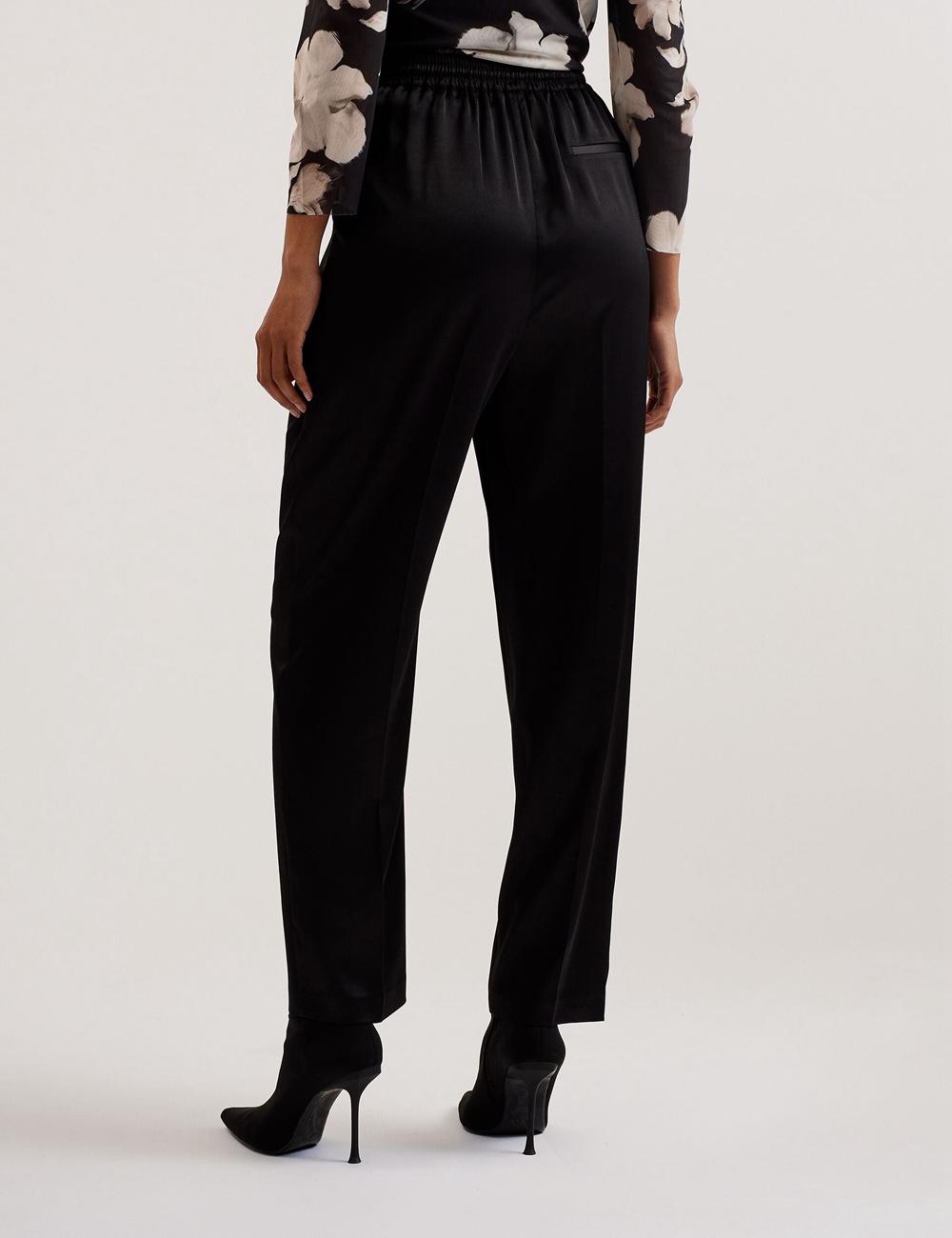 Women Ted Baker NATORI - Satin Elasticated Waist Tapered Joggers Black | QEAL63209