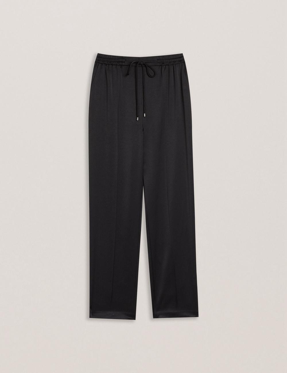 Women Ted Baker NATORI - Satin Elasticated Waist Tapered Joggers Black | QEAL63209
