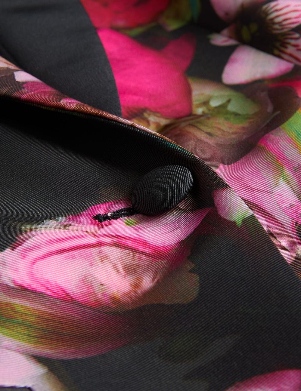 Women Ted Baker OKUNI - Fitted Floral Print Tailored Blazers Black | CJBD38721