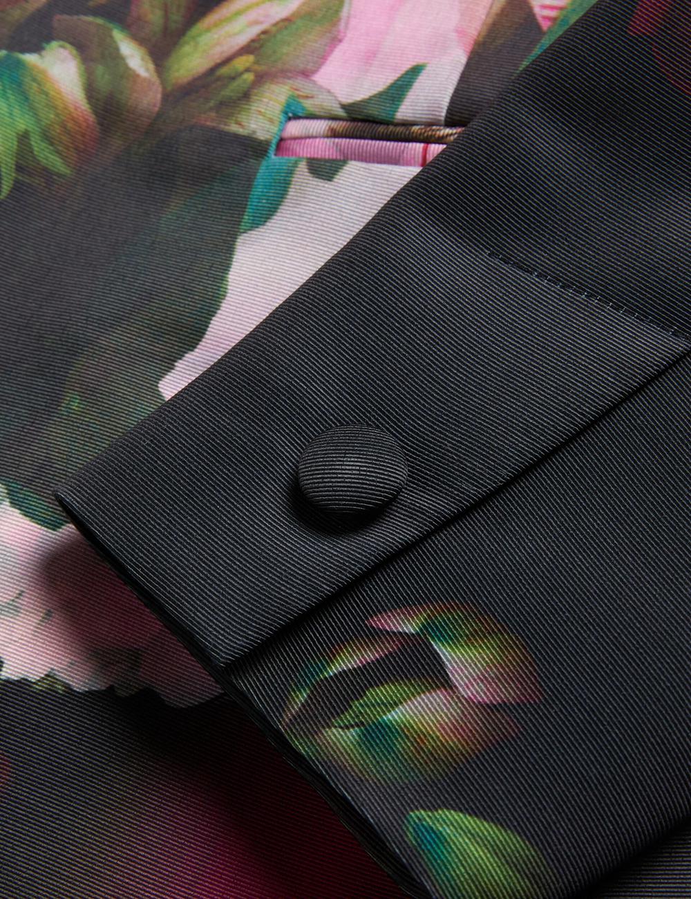 Women Ted Baker OKUNI - Fitted Floral Print Tailored Blazers Black | CJBD38721